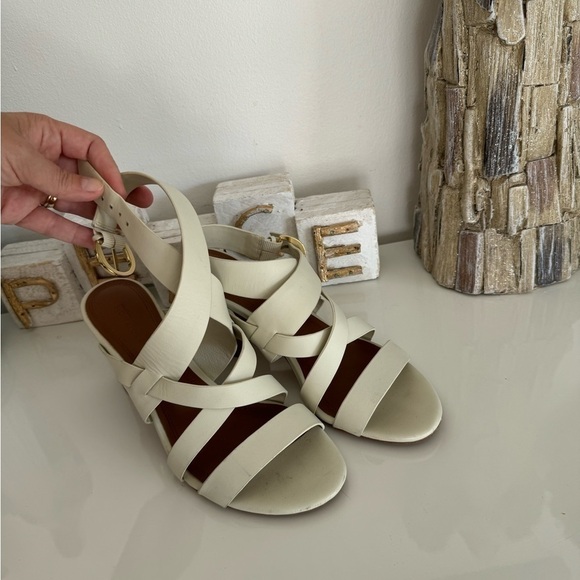 Nordstrom Strappy Leather Sandals with Wood Stack Heel - Size 8 - Picture 3 of 10